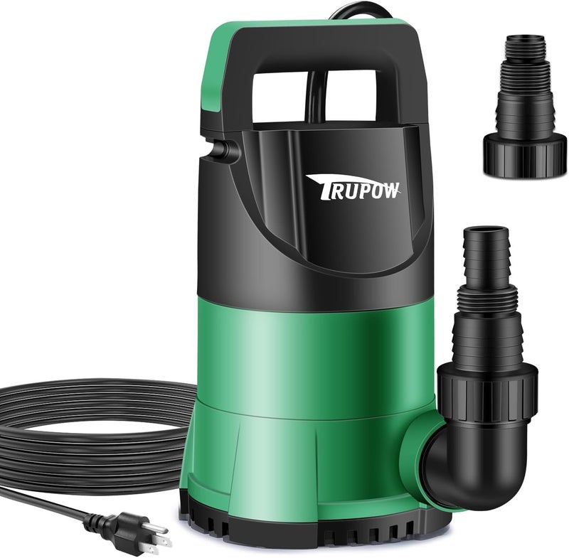 TRUPOW 1 HP Sump Pump Submersible Water Pump 3981 GPH Portable Thermoplastic Electric Utility Pump for Swimming Pool Garden Basement Tub Pond Draining Remove Water Level Down to 0.3" - Image 1